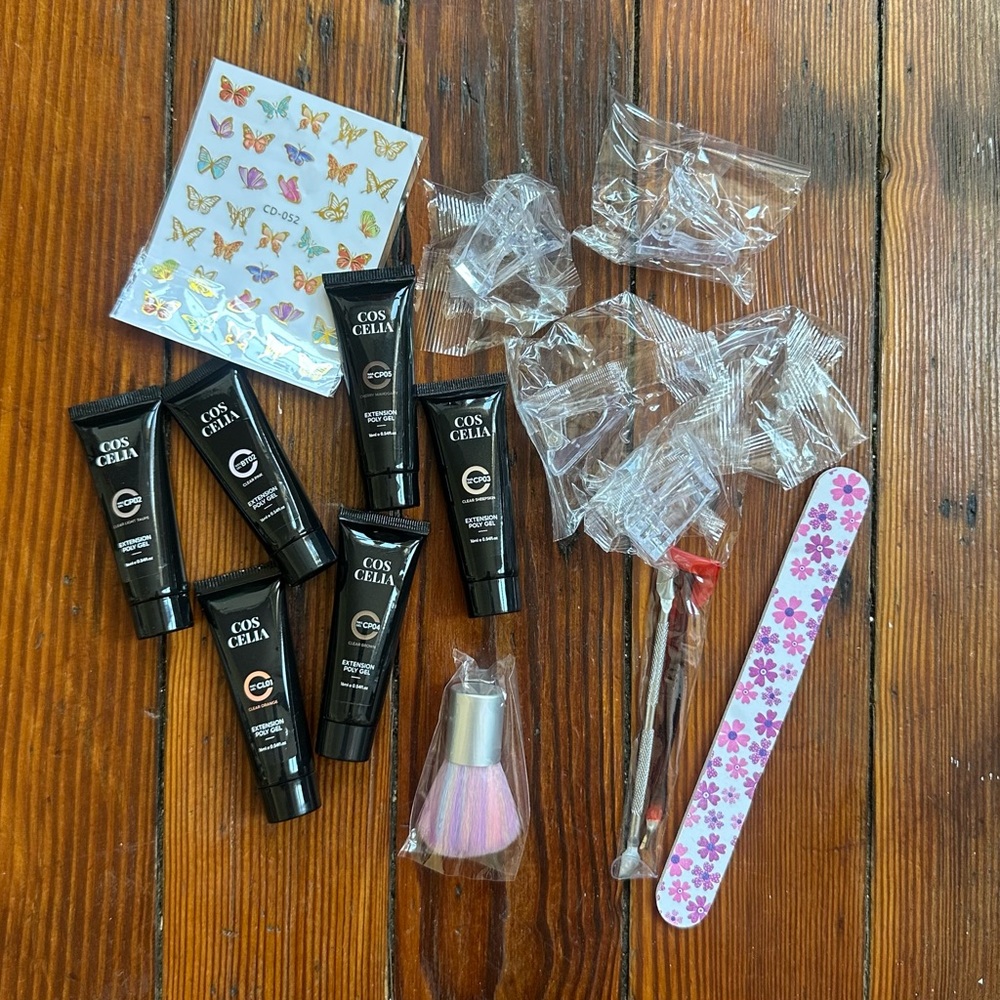 NEW Mixed lot of Coscelia poly nail extension gel tubes w accessories